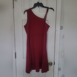 Amazon One-Shoulder Burgundy Cocktail Dress with Double Strap Detail